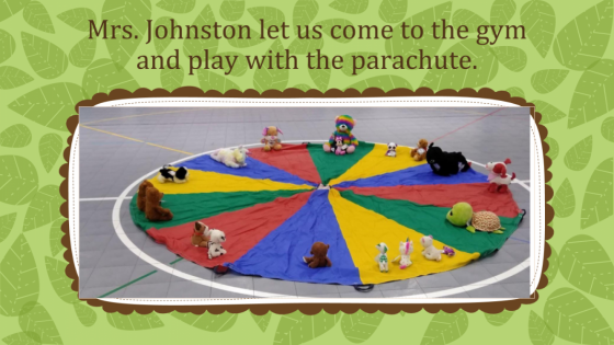 Mrs. Johnston let us come to the gym and play with the parachute.